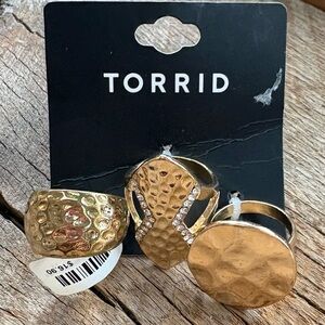 Torrid Gold Textured Ring Set, Size 11, NIB